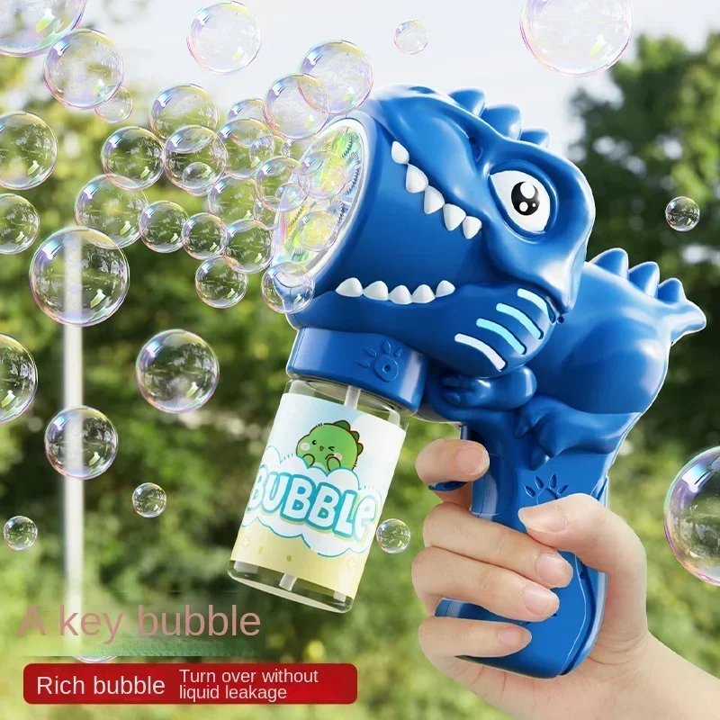 Bubble Gum Machine - 6-Loch-Dinosaurier-Blasenmaschine, elektrische Seifenblasenpistole mit Licht, vollautomatische